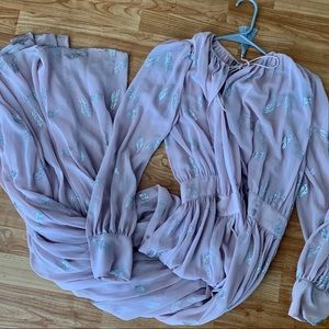 Soft pink Maxi dress with silver glitter